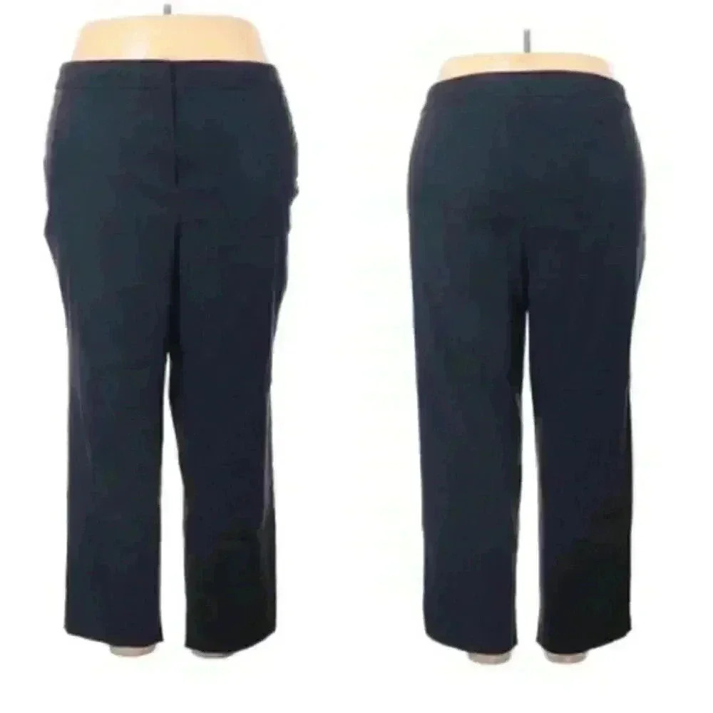 Lane Bryant navy zipper high waist dress straight leg pants 28
